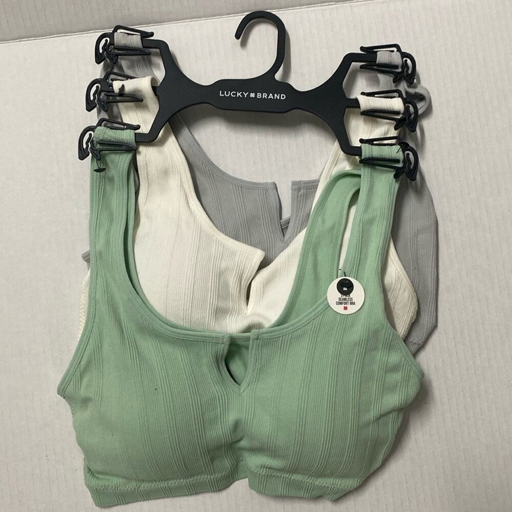 New Lucky Brand seamless comfort 3-pack super soft ribbed lounge sports bras - Picture 8 of 8